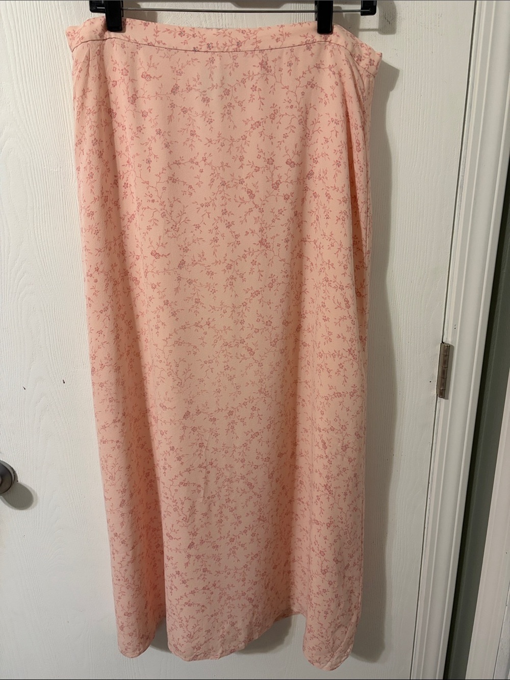 Due Per Due Collection Vintage 100% Silk Light Pink Floral Maxi Skirt Size 14